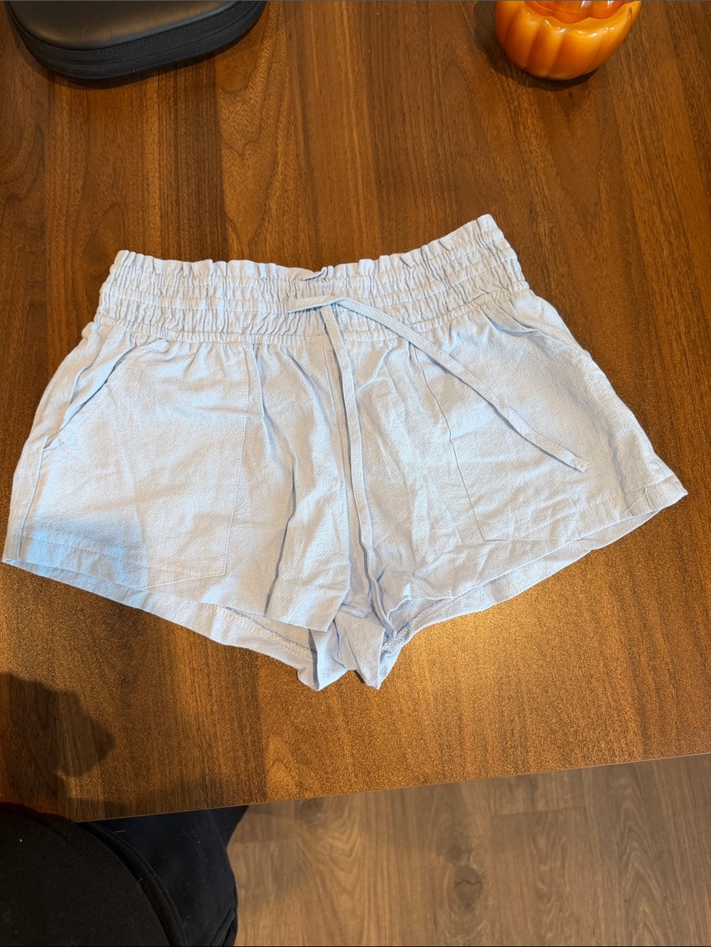 SHEIN Pale Blue Elastic Waist Drawstring Athletic Shorts